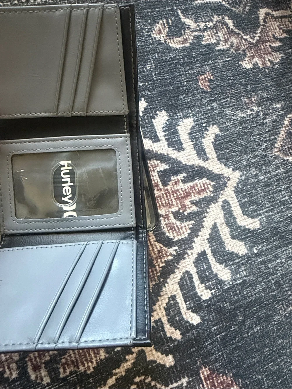 Hurley Trifold Wallet in Black and Gray